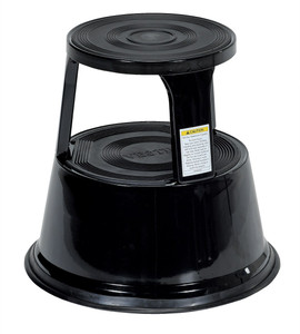 Vestil Steel Rolling Step Stool - 17 In. Top Step Height 500 lb - Black