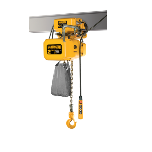 Harrington NERM Series Electric Chain Hoist with Motorized Trolley - 1 Ton - 10 ft Lift