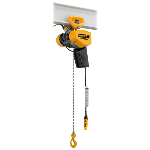 Harrington SEQP Series Single-Phase Hoist with Push Trolley - 1/4 Ton - 10 ft Lift