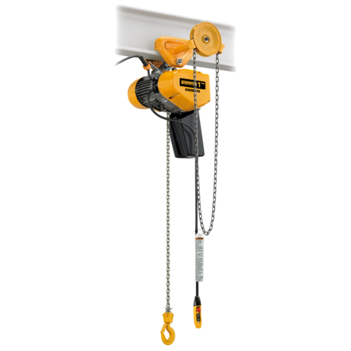 Harrington SEQG Series Single-Phase Hoist with Geared Trolley - 1/8 Ton - 10 ft Lift