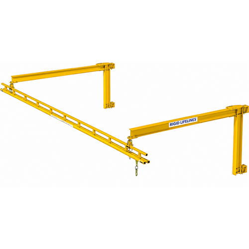Rigid Lifelines Standard Fold-Away Anchor Track System, 2-User, 33 ft Track, 8 ft Arm Reach
