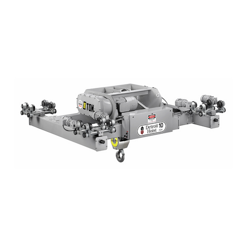 Detroit Hoist Under Running Double Girder Crane, 11 Ton Capacity, 13 FPM Lift Speed, 80 FPM Trolley Speed, 84" Trolley Gauge, 230V 3PH 60Hz, VFD Controls, Model DB22U20-13