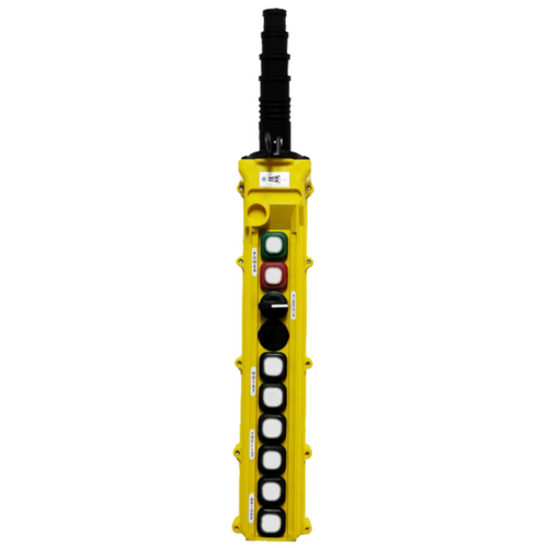 Duct-O-Wire L Series Pendant Push Button Station, 10-Button, Slim Profile, Single Speed, Momentary On/Off