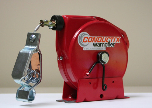 Conductix Grounding Reel For Static Discharge, 50 FT of Steel Cable with Orange Jacket