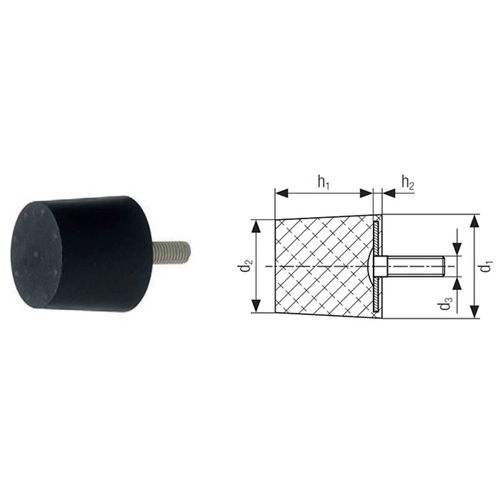 Conductix Bumper / Buffer Rubber With Fasteners 50x50 MM