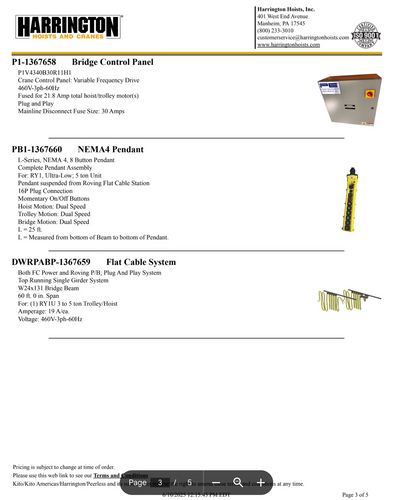 Harrington 5-Ton 60' Span/25' Lift Top Running Single Girder Crane Assembly Harrington 5-Ton 60' Span/25' Lift Top Running Single Girder Crane Assembly