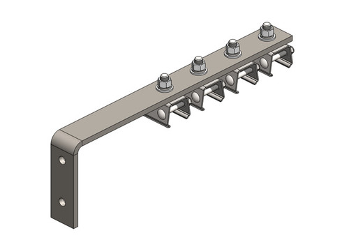Conductix Hevi-Bar II, Bracket, Web, Plated, w/4 Stainless Steel Cross-bolt Hangers, w/Insulators (for 500 A Only), 19.25 inch L