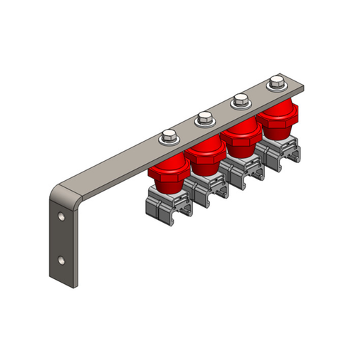 Conductix Hevi-Bar II, Bracket, Web, Plated, w/4 Standard Polycarbonate Hangers, w/Insulators (for 500 A Only), 19.25 inch L