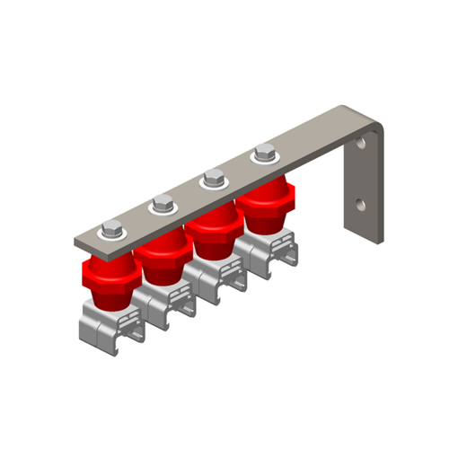 Conductix Hevi-Bar II, Bracket, Web, Plated, w/4 Polycarbonate Hangers, w/Insulators (for 500 A Bar Only), 16.25 inch L