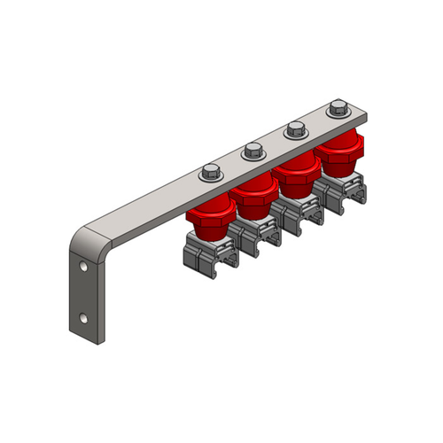 Conductix Hevi-Bar II, Bracket, Web, Stainless Steel, w/4 Polycarbonate Hangers, w/Insulators (for 500 A Bar Only), 19.25 inch L
