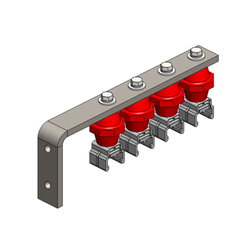 Conductix Hevi-Bar II, Bracket, Web, Plated, w/4 Standard Polycarbonate Hangers, w/Insulators (for 700-1500 A Bar), 16.25 inch L