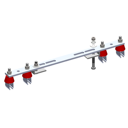 Conductix 8-Bar, Bracket, Flange, with Hanger Clamps, Steel Snap-in, w/insulators, 2/2, 19 3/8 inch L