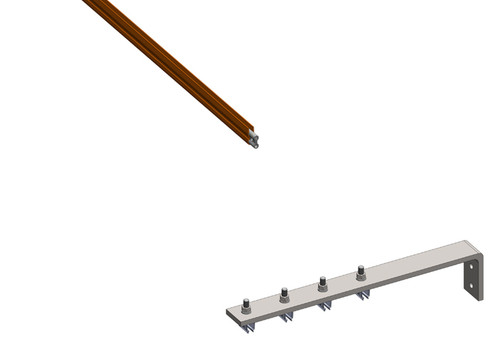 Conductix 8-Bar, Bracket, Web, with Hanger Clamps, 4 Steel Snap-in, 3 inch on Center, 19 inch L