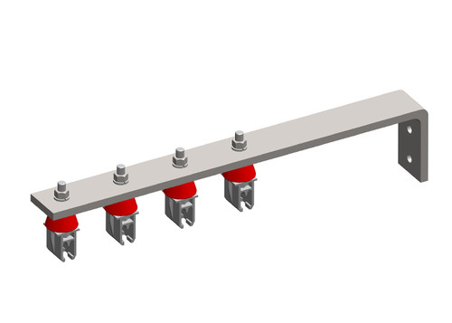 Conductix 8-Bar, Bracket, Web, with Hanger Clamps, 4 Plastic Snap-in, w/Insulators, 3 inch OC, 19 inch L