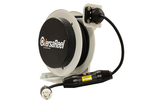 Conductix VersaReel Spring-Driven Cable Reel, 12 AWG/3 Conductors, 50 FT, w/Twist-Lock Receptacle, 15 A, w/GFCI