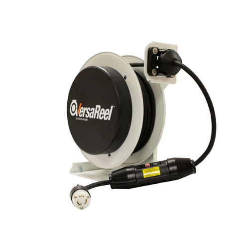 Conductix VersaReel Spring-Driven Cable Reel, 12 AWG/3 Conductors, 50 FT, w/Single Receptacle, 15 A, w/GFCI