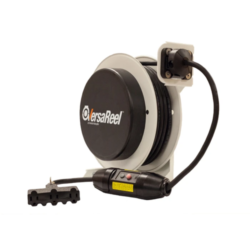 Conductix VersaReel Spring-Driven Cable Reel, 12 AWG/3 Conductors, 35 FT, w/Triple Tap, 15 A, w/GFCI