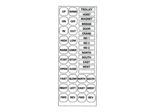 Conductix 60 Series Push Button Pendant Legend Sheet