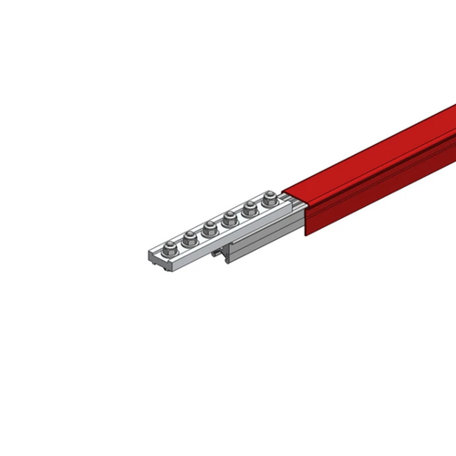 Conductix Hevi-Bar II Conductor Bar Dura Coat, 500 A, Red Med Heat Polycarbonate Cover, With Splice, 30 FT Length