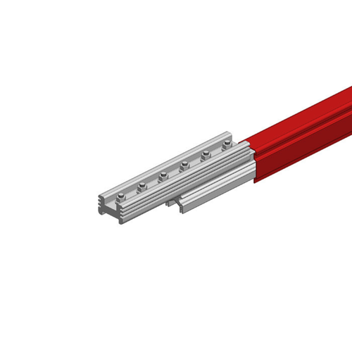 Conductix Hevi-Bar II Conductor Bar Dura Coat, 1000 A, Red Med Heat Polycarbonate Cover, With Splice, 30 FT Length