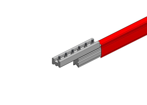 Conductix Hevi-Bar II Conductor Bar Dura Coat, 1500 A, Red Med Heat Polycarbonate Cover, With Splice, 30 FT Length