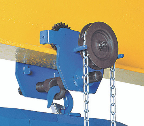Tractel Corso Overhead Geared Trolley – 10 Ton with 8 ft. Hand Chain and Crank Flange Adjustment Tractel Corso Overhead Geared Trolley – 10 Ton with 8 ft. Hand Chain and Crank Flange Adjustment