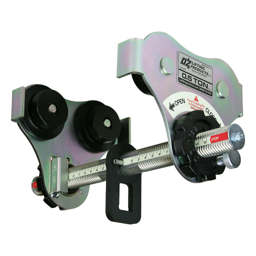 OZ Lifting 0.5 T USA Push Beam Trolley with up to 12" Flange Width