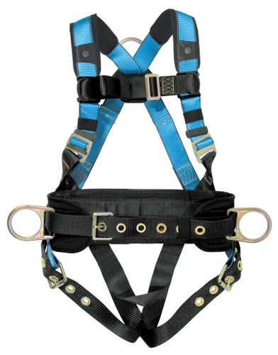 Tractel Versafit Full-Body Harness with Belt, Tongue & Buckle Legs, Padded Back Support, and Side Positioning D-Rings – Size L