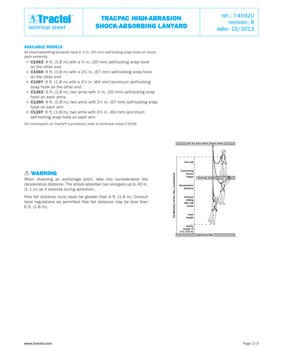 Tractel Tracpac Twin-Leg High-Abrasion Web Shock-Absorbing Lanyard – 6 ft.