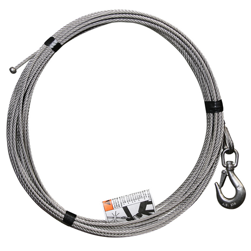 OZ Lifting 3/16" x 60' Lift - Stainless Steel Cable Assembly with Ball End Fitting and Swivel Hook with Latch