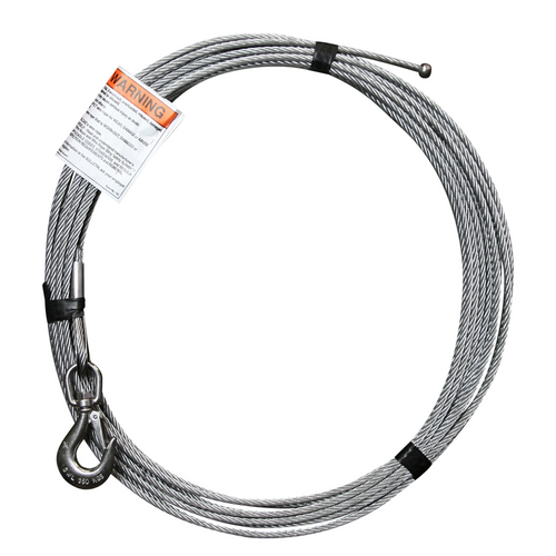 OZ Lifting 1/4" x 25' Lift - Galvanized Cable Assembly with Ball End Fitting and Swivel Hook with Latch