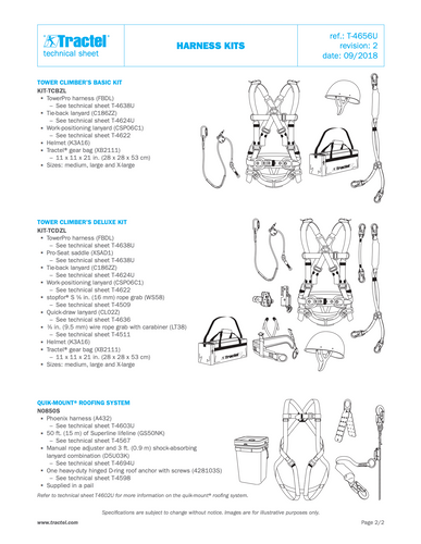 Tractel Basic Fall Protection Kit – Harness, 6 ft. Shock-Absorbing Lanyard, and Storage Bag (KIT-B01K)