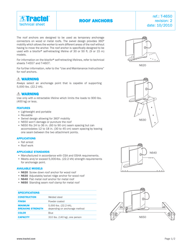 Tractel Screw-Down Roof Anchor (Anchor Only) – N620
