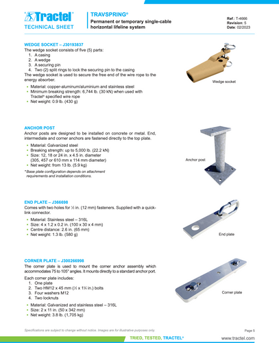 Tractel Travspring HLL System – 100 ft. Horizontal Lifeline for Stanchion Posts with Intermediate Anchor, 2 Users - HK-SPG2-100 Tractel Travspring HLL System – 100 ft. Horizontal Lifeline for Stanchion Posts with Intermediate Anchor, 2 Users - HK-SPG2-100