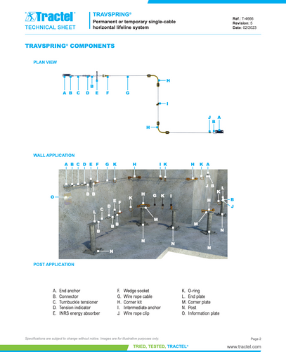 Tractel Travsmart HLL System – 150 ft. Horizontal Lifeline for Stanchion Posts with 2 Intermediate Anchors, 2 Users - HK-SMG2-150 Tractel Travsmart HLL System – 150 ft. Horizontal Lifeline for Stanchion Posts with 2 Intermediate Anchors, 2 Users - HK-SMG2-150
