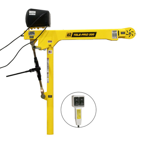 OZ Lifting 500 Lb. Tele-Pro Davit Crane with 110V AC Electric Winch