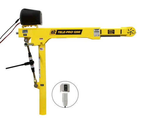 OZ Lifting 1200 Lb. Tele-Pro Davit Crane with 12V DC Electric Winch