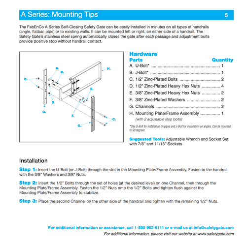 Tractel A-Series – The Original Self-Closing Industrial Safety Gate – 31"–33.5", Carbon Steel, Galvanized - A71-30