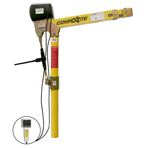 OZ Lifting 1200 Lb. Compozite Davit Crane with 110V AC Electric Winch