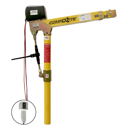 OZ Lifting 1200 Lb. Compozite Davit Crane with 12V DC Electric Winch