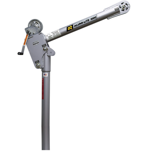 OZ Lifting 1000 Lb. Alumi-Lite Davit Crane with 2500 Lb. Carbon Steel Brake Winch