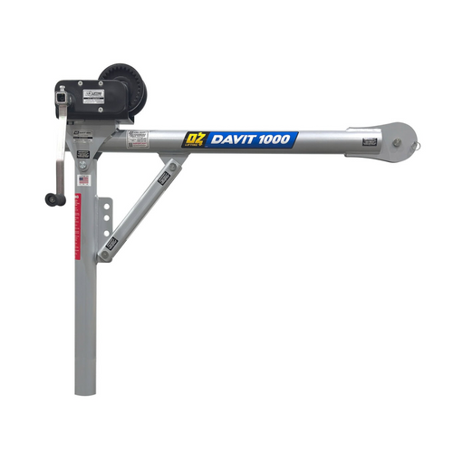 OZ Lifting 1000 Lb. Steel Davit Crane with 2500 Lb. Carbon Steel Brake Winch