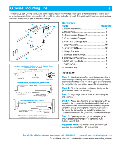 Tractel G SERIES – Universal Hinge Mount Safety Gate – 24 "-30", Carbon Steel, Galvanized (G72-27)
