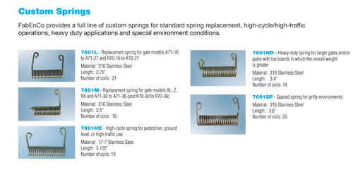 Tractel Custom Spaced Spring – For Gritty Environments, Stainless Steel, 3.6" Length, 20 Coils - 7601SP