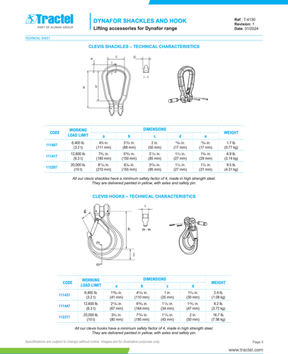 Tractel Dynafor™ Bow Shackle – 0.5 t to 3.2 t Capacity Range - 47916