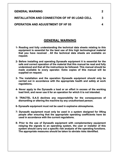Tractel Dynasafe™ HF 05/4 Tension Load Limiting Cell – 6,400 lb Capacity (Model A, Single Trip Point, No Monitor) - 58298