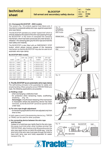 Tractel Blocstop™ BS 35.30 Safety Device – 6,000 lb Capacity for 5/8 in. Wire Rope 3149K