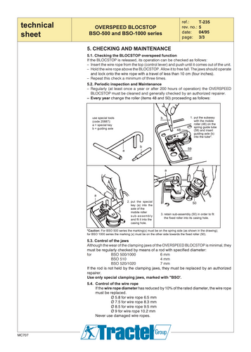 Tractel Blocstop™ BSO 2550 Automatic Overspeed Braking System – 5,500 lb Capacity for 9/16 in. Wire Rope - 285879