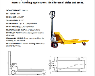 EKKO A25 Manual Pallet Jack, 5,500 lbs Capacity