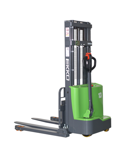 EKKO EB14C-145 Full Powered Straddle Stacker   3,000 lb Capacity